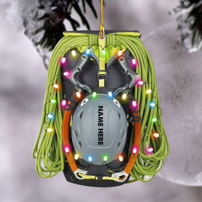 Personalized Mountain Climbing Bag Rock Climbing Light Christmas Ornament, Custom Rock Climber Ornament ON0847