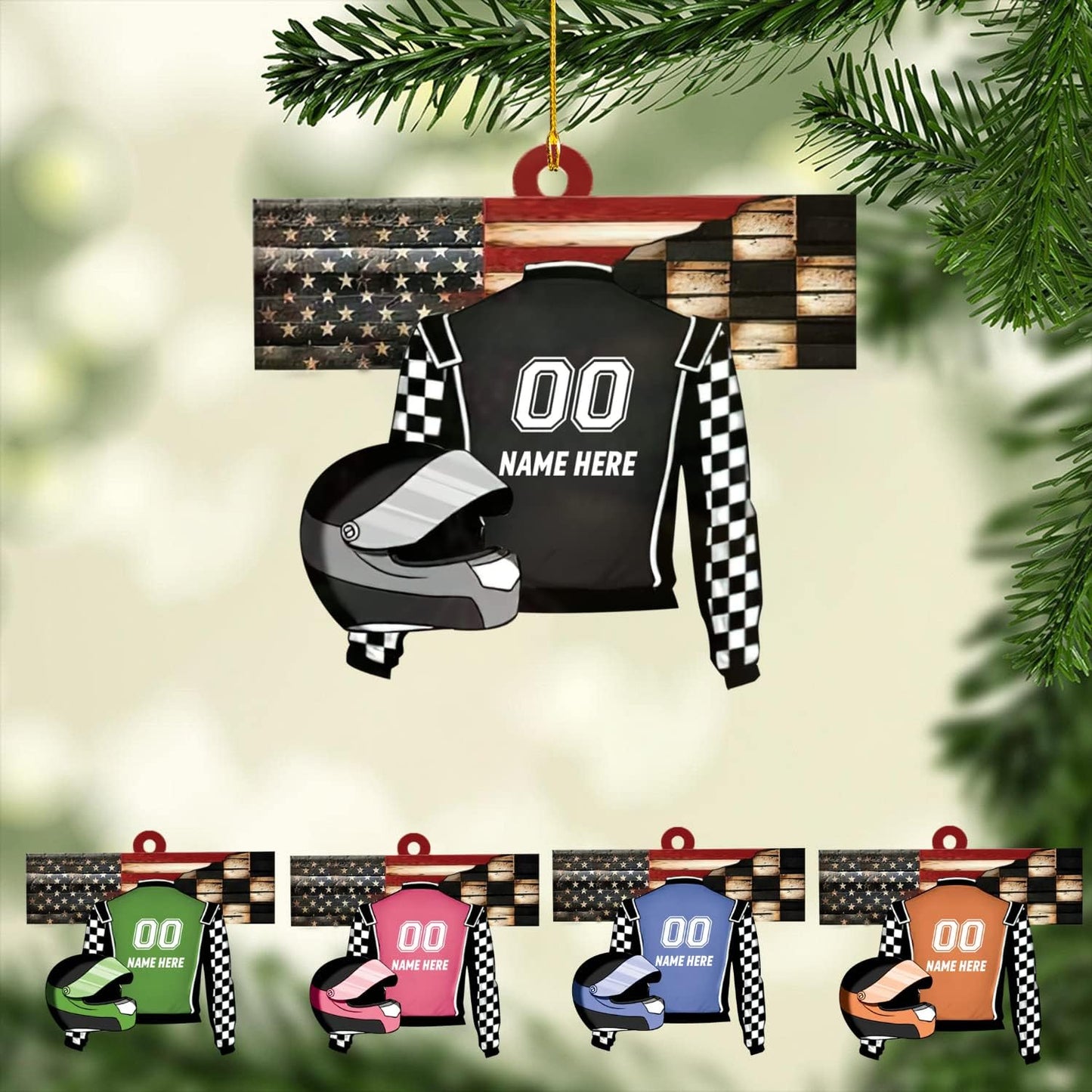 Personalized Dirt Track Racing Christmas Ornament, Custom Name Racer Ornament ON0617