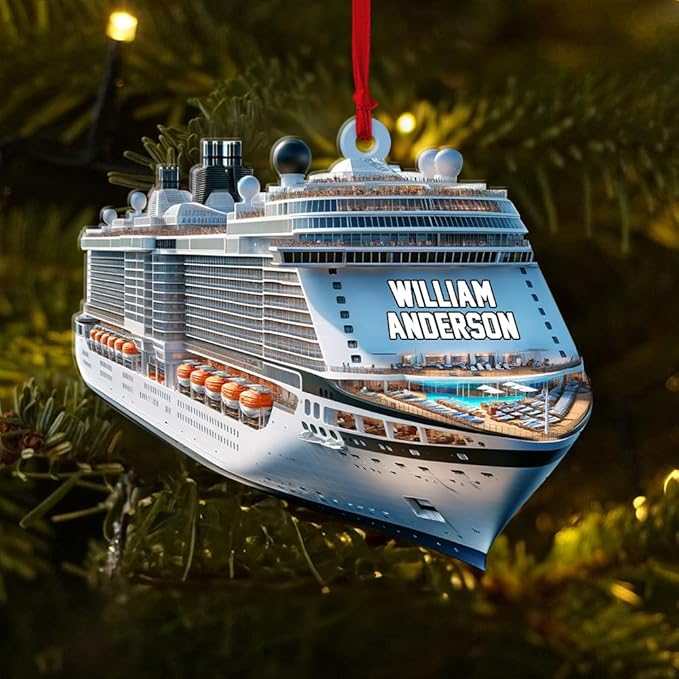 Personalized Cruise Ship Acrylic Christmas Ornament, Custom Name Cruise Ship Lover Sailboat Cruiser Ornament ON0564