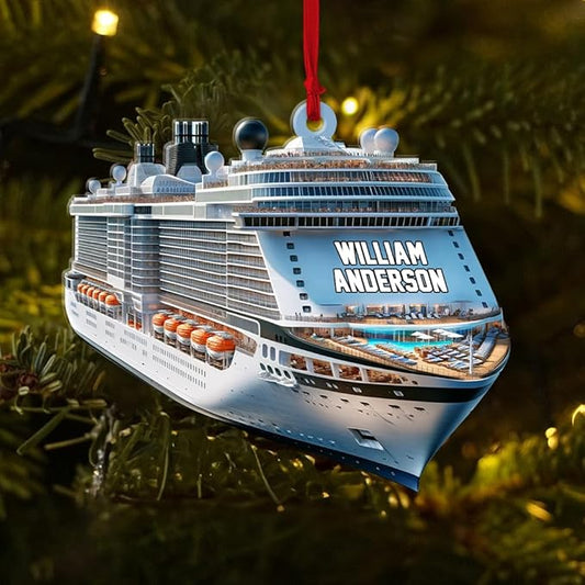 Personalized Cruise Ship Acrylic Christmas Ornament, Custom Name Cruise Ship Lover Sailboat Cruiser Ornament ON0564