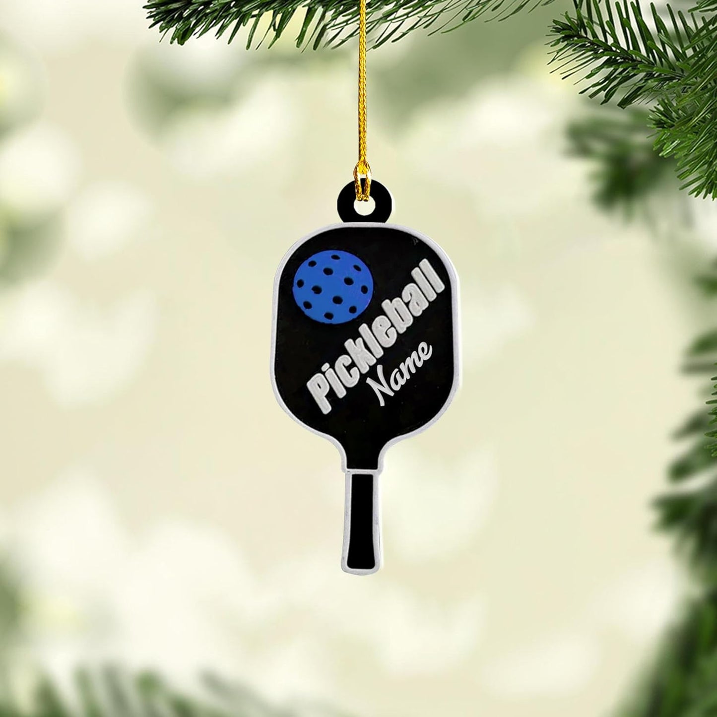 Personalized Pickleball Paddles Ornament, Custom Name Pickle Baller Ornament ON0608