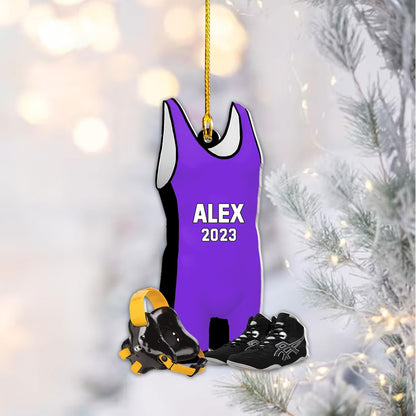 Personalized Wrestling Uniform Singlet Christmas Ornament, Custom Name Wrestling Player Ornament ON0467