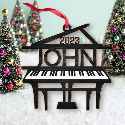 Personalized Piano Christmas Ornament, Custom Name Music Lover Music Teacher Ornament ON0565