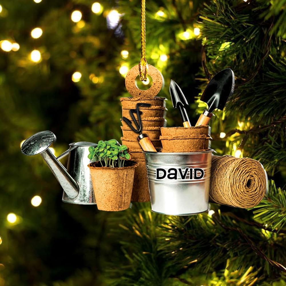 Personalized Garden Tools Christmas Ornament, Custom Name Gardener Stuff Ornament ON0636