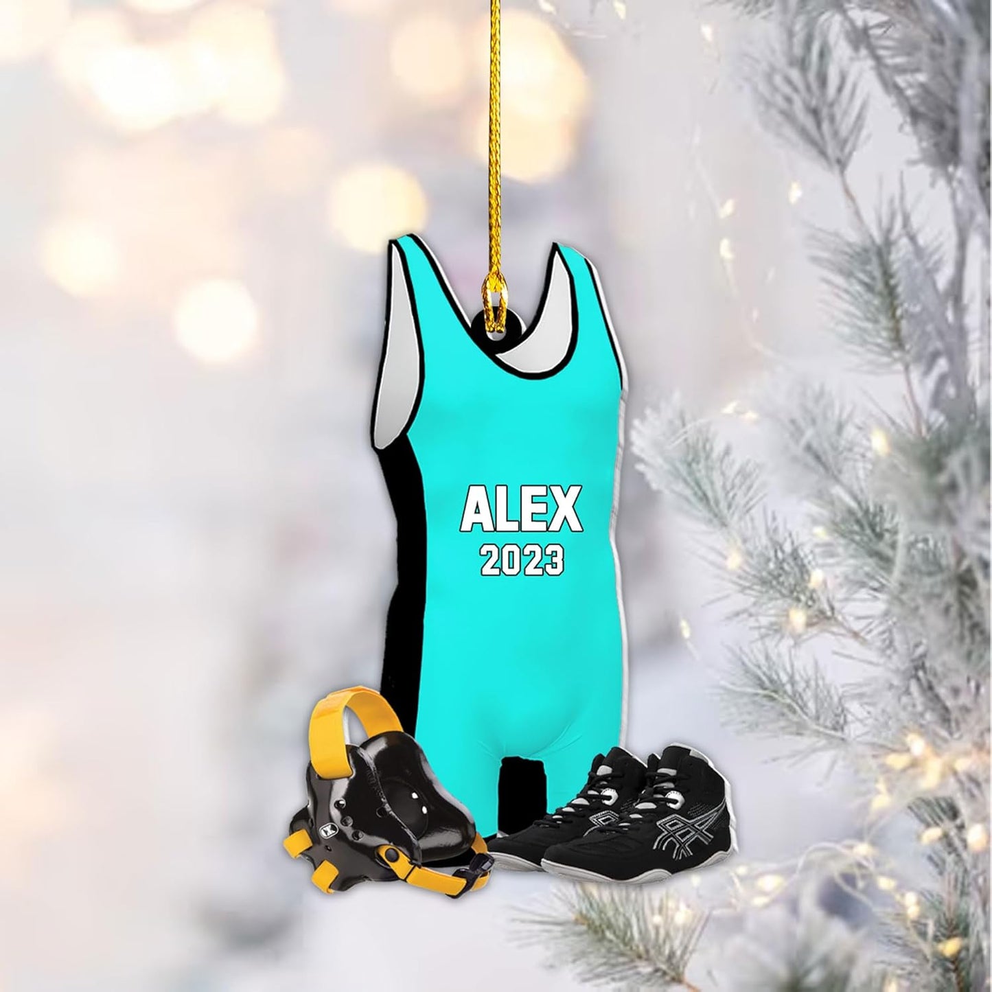 Personalized Wrestling Uniform Singlet Christmas Ornament, Custom Name Wrestling Player Ornament ON0467