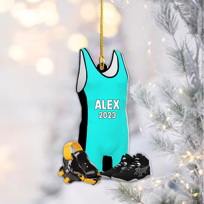 Personalized Wrestling Uniform Singlet Christmas Ornament, Custom Name Wrestling Player Ornament ON0467