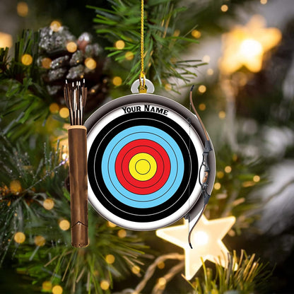 Personalized Bow and Arrow Archery Ornament, Custom Name Archery Player Ornament ON0630