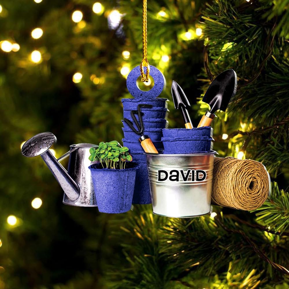 Personalized Garden Tools Christmas Ornament, Custom Name Gardener Stuff Ornament ON0636