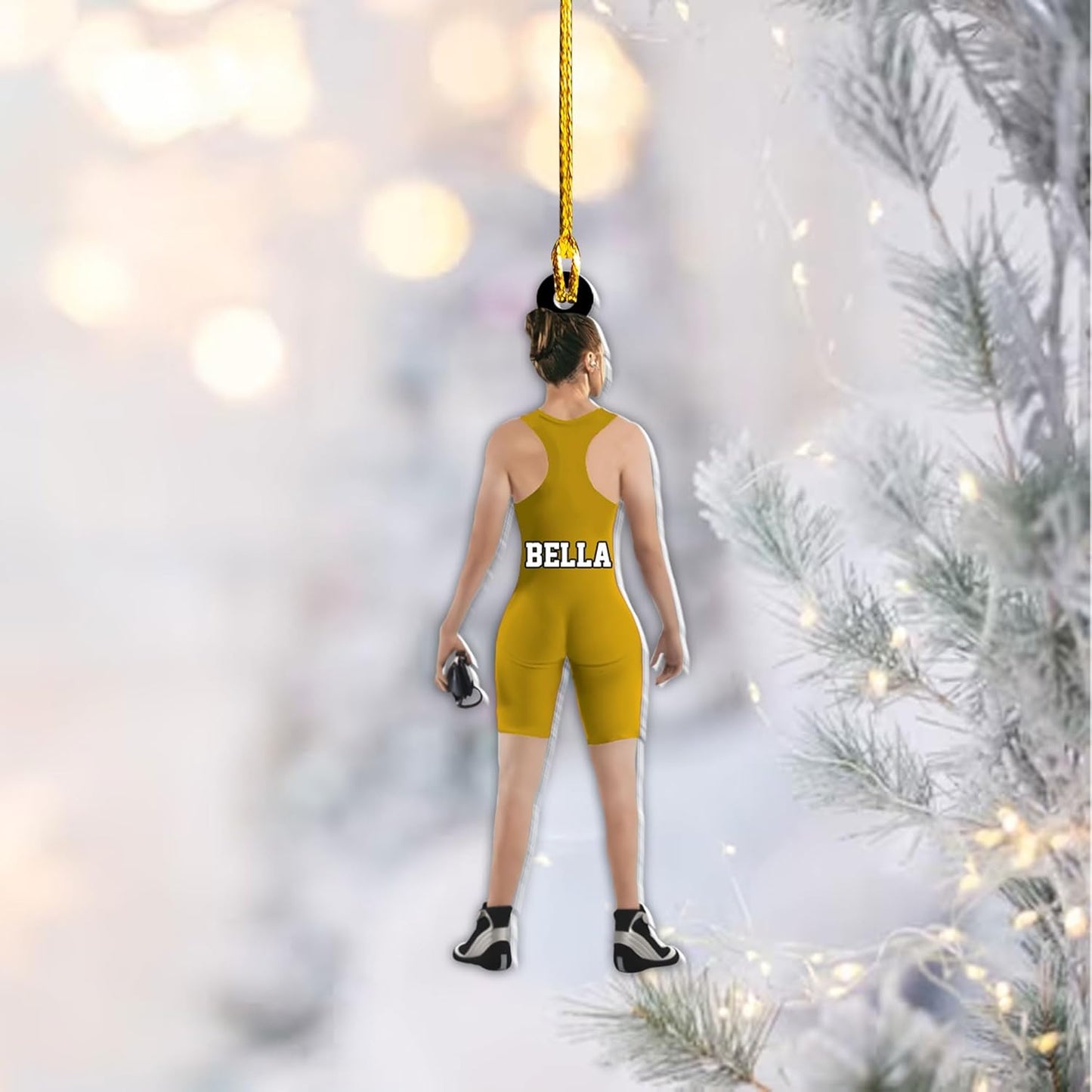 Personalized Wrestling Player Female Ornament, Custom Name Wrestling Player Wrestling Christmas Ornament ON1004