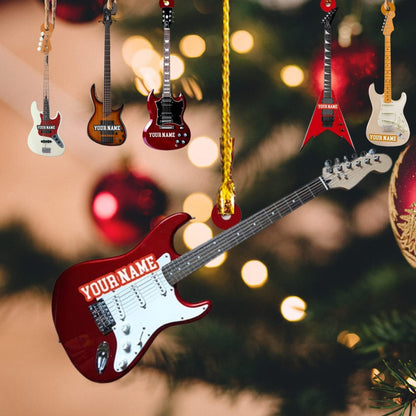 Personalized Guitar Christmas Ornament, Custom Name Guitar Lover Ornament ON0598