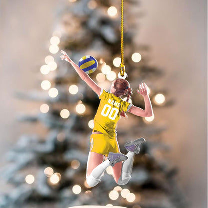 Personalized Volleyball Player Girl Ornament, Custom Volleyball Beach Christmas Ornament ON0602