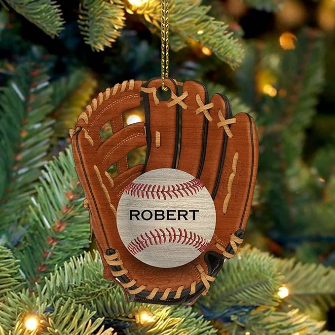 Personalized Baseball Gloves Ornament, Custom Name Baseball Lover Ornament ON0570