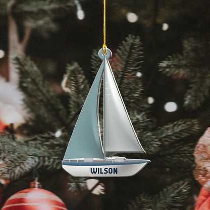 Personalized Sailboat Christmas Ornament, Custom Name Sailing Sailboat Ornament ON0605