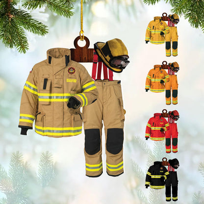 Personalized Firefighter Uniform Ornament, Custom Name Firefighter Christmas Ornament ON1002