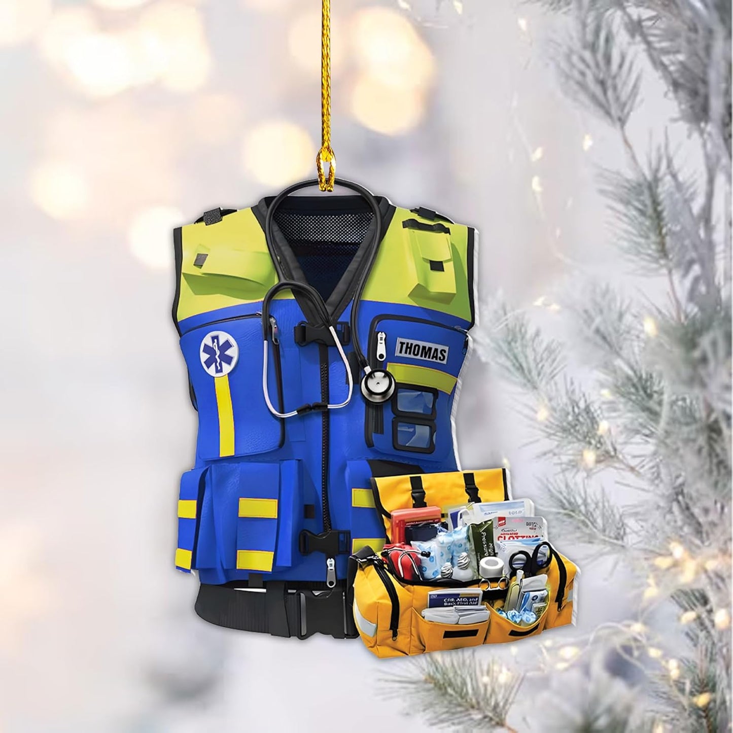 Personalized EMS EMT Vest Paramedic Vest Ornament, Custom Emergency Medical Ornament With Name ON1012