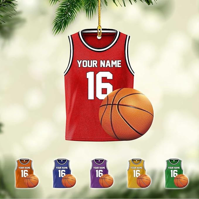 Personalized Basketball Jersey Ornament 2024, Custom Name Number Basketball Christmas Ornament ON0454