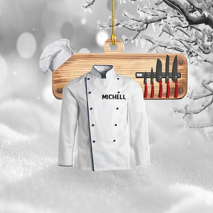 Personalized Chef Uniform Hat Ornament, Custom Chef Love Kitchen Christmas Ornament ON0610