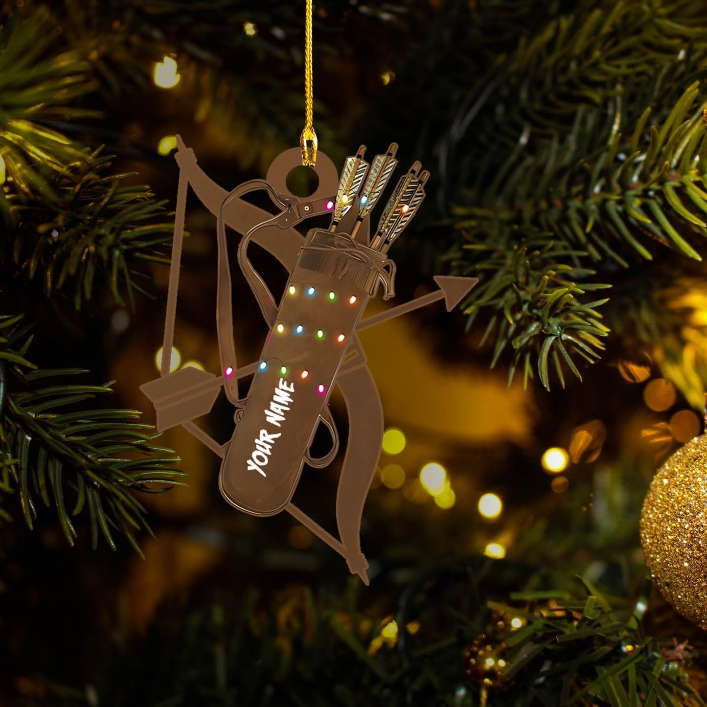 Personalized Bow and Arrow Stuff Archery Ornament, Custom Name Hunter Archery Christmas Ornament ON0647