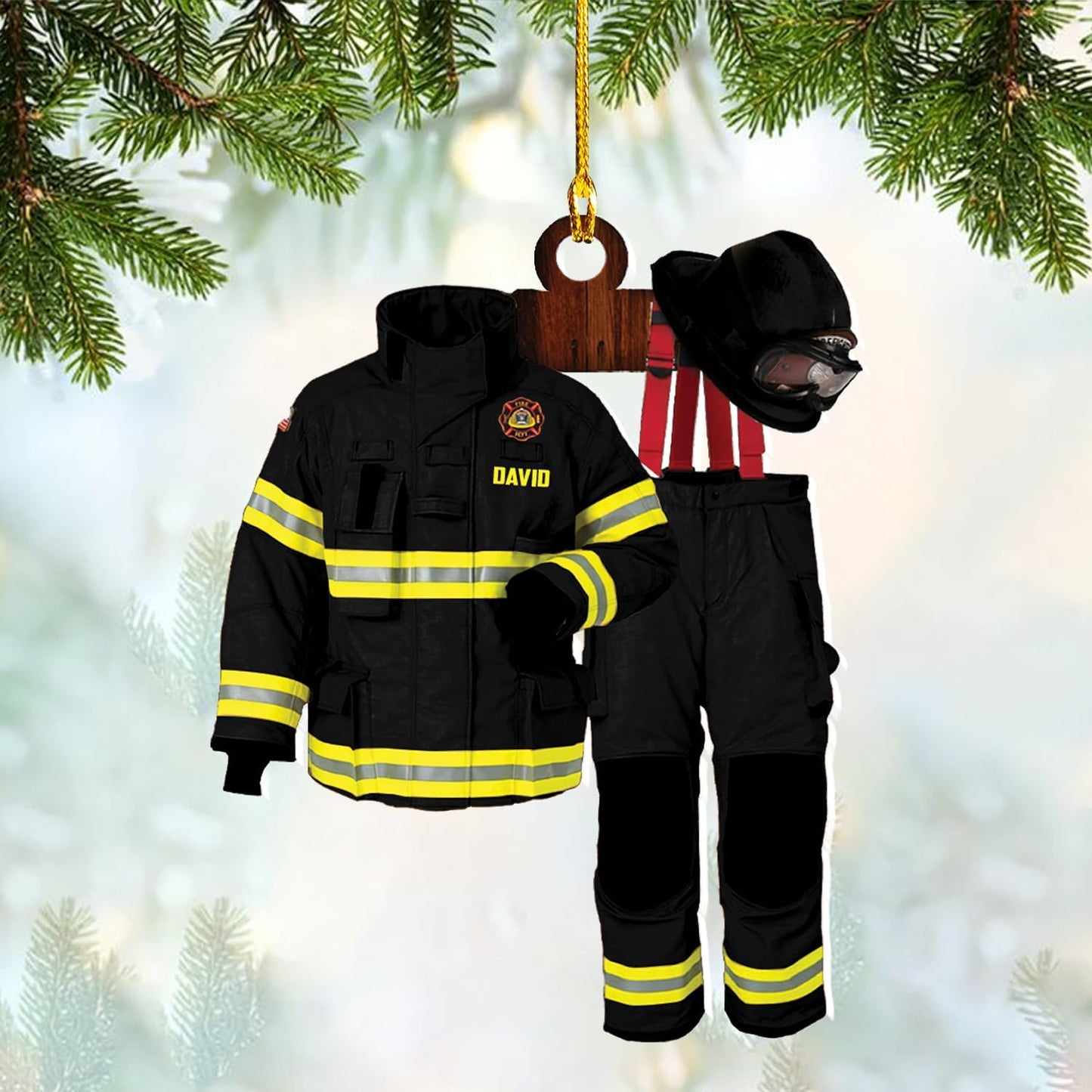 Personalized Firefighter Uniform Ornament, Custom Name Firefighter Christmas Ornament ON1002