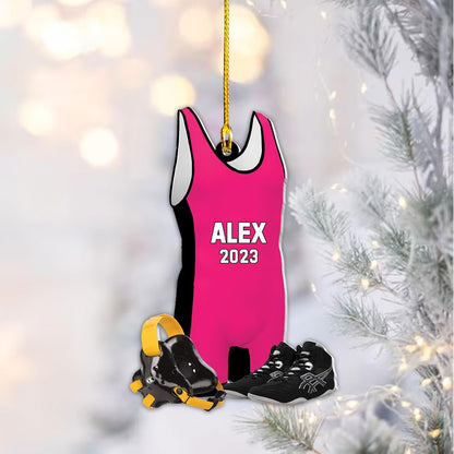 Personalized Wrestling Uniform Singlet Christmas Ornament, Custom Name Wrestling Player Ornament ON0467