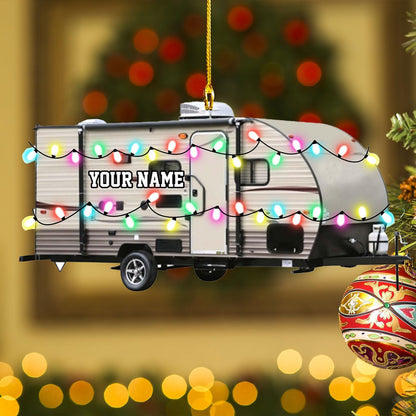 Personalized Travel Trailer Camping Christmas Ornament 2024, Custom Name Camper Ornament ON0640