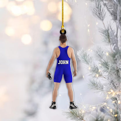 Personalized Wrestler Christmas Acrylic Ornament, Custom Name Wrestling Ornament For Wrestler Lovers ON0468