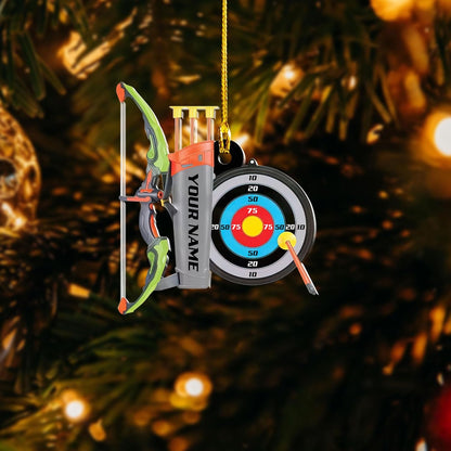 Personalized Bow and Arrow Archery Christmas Ornament 2024, Custom Name Archer Xmas Ornament ON0648