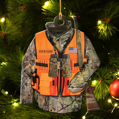 Personalized Hunting Vest Ornament, Custom Name Hunting Clothes Shaped Ornament For Hunting Lover ON0462