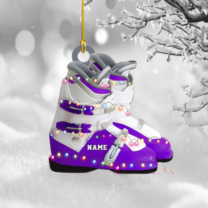 Personalized Skiing Shoes Ornament, Custom Snowboarding Christmas Ornament With Name ON0611