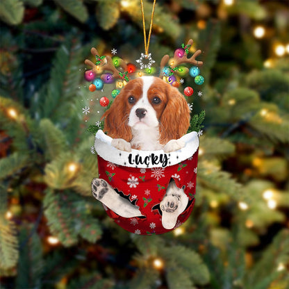 Personalized Cavalier King Charles Spaniel in Snow Pocket Christmas Ornament, Custom Dog Lover Ornament ON0654