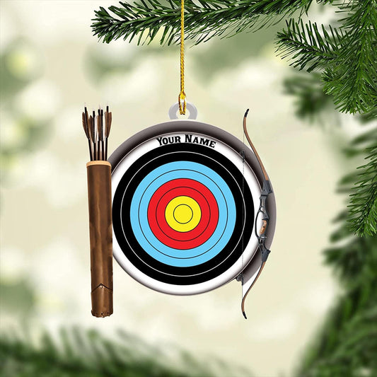 Personalized Bow and Arrow Archery Ornament, Custom Name Archery Player Ornament ON0630