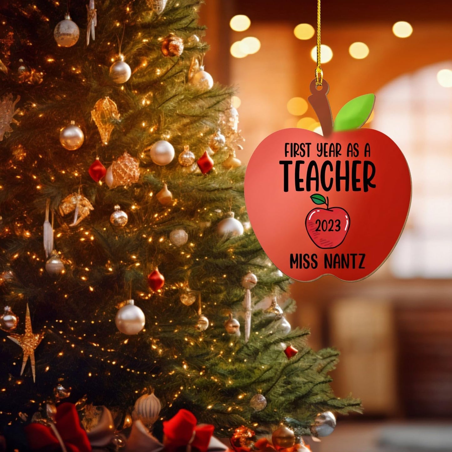 Personalized First Year As A Teacher Christmas Ornament, Custom Teacher Ornament 2024 ON0641