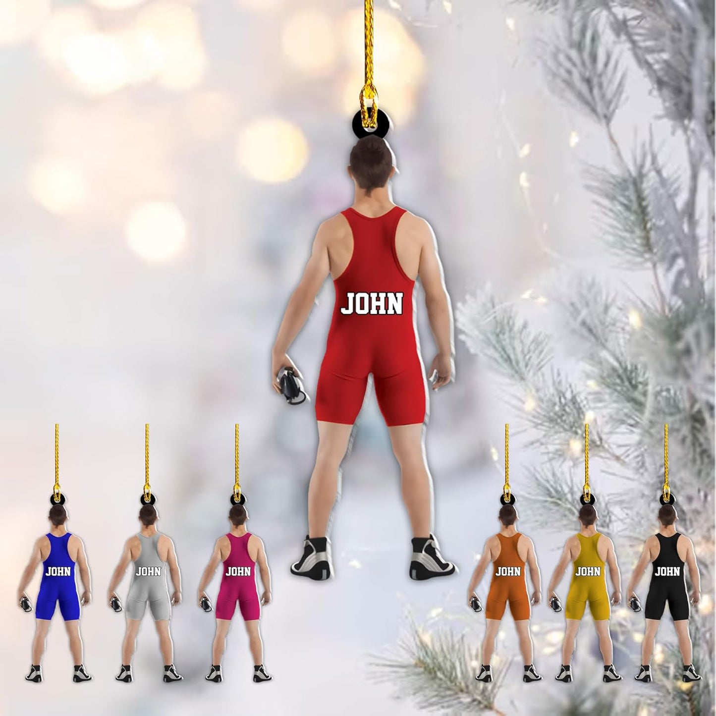 Personalized Wrestler Christmas Acrylic Ornament, Custom Name Wrestling Ornament For Wrestler Lovers ON0468