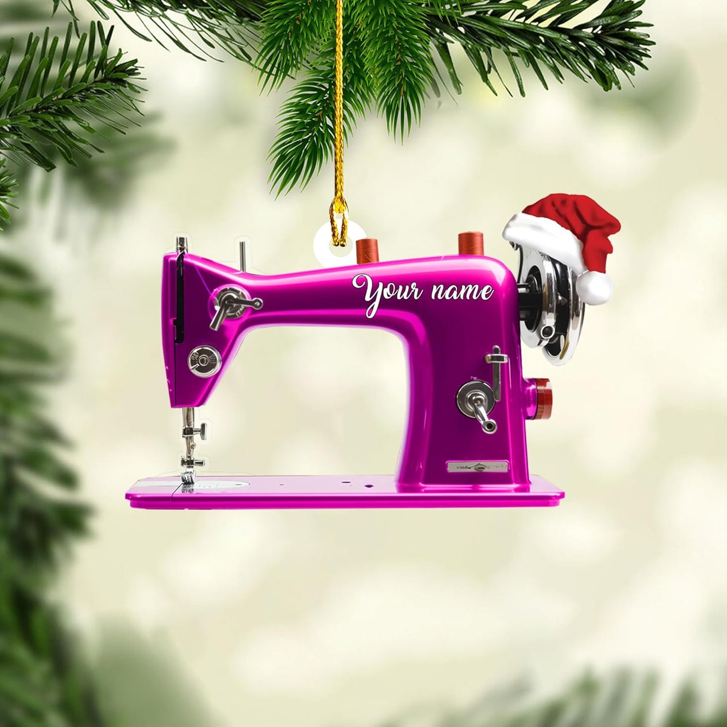 Personalized Sewing Machine Christmas Ornament, Custom Name Sewing Lover Ornament ON0600