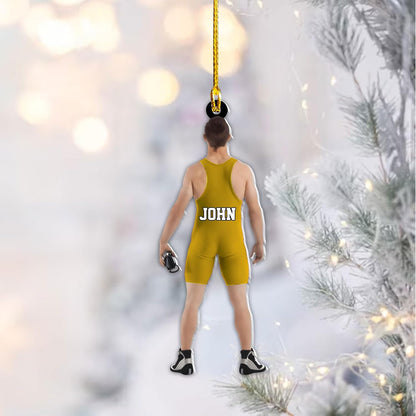 Personalized Wrestler Christmas Acrylic Ornament, Custom Name Wrestling Ornament For Wrestler Lovers ON0468