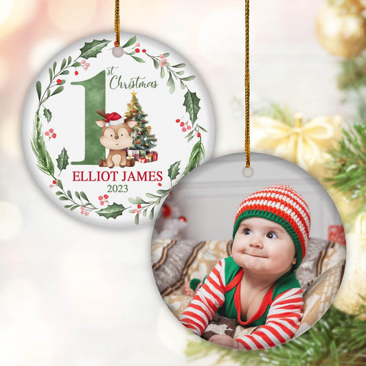 Personalized Baby First Christmas Ornament 2024, Custom Baby 1st Xmas Ornament With Photo ON0099