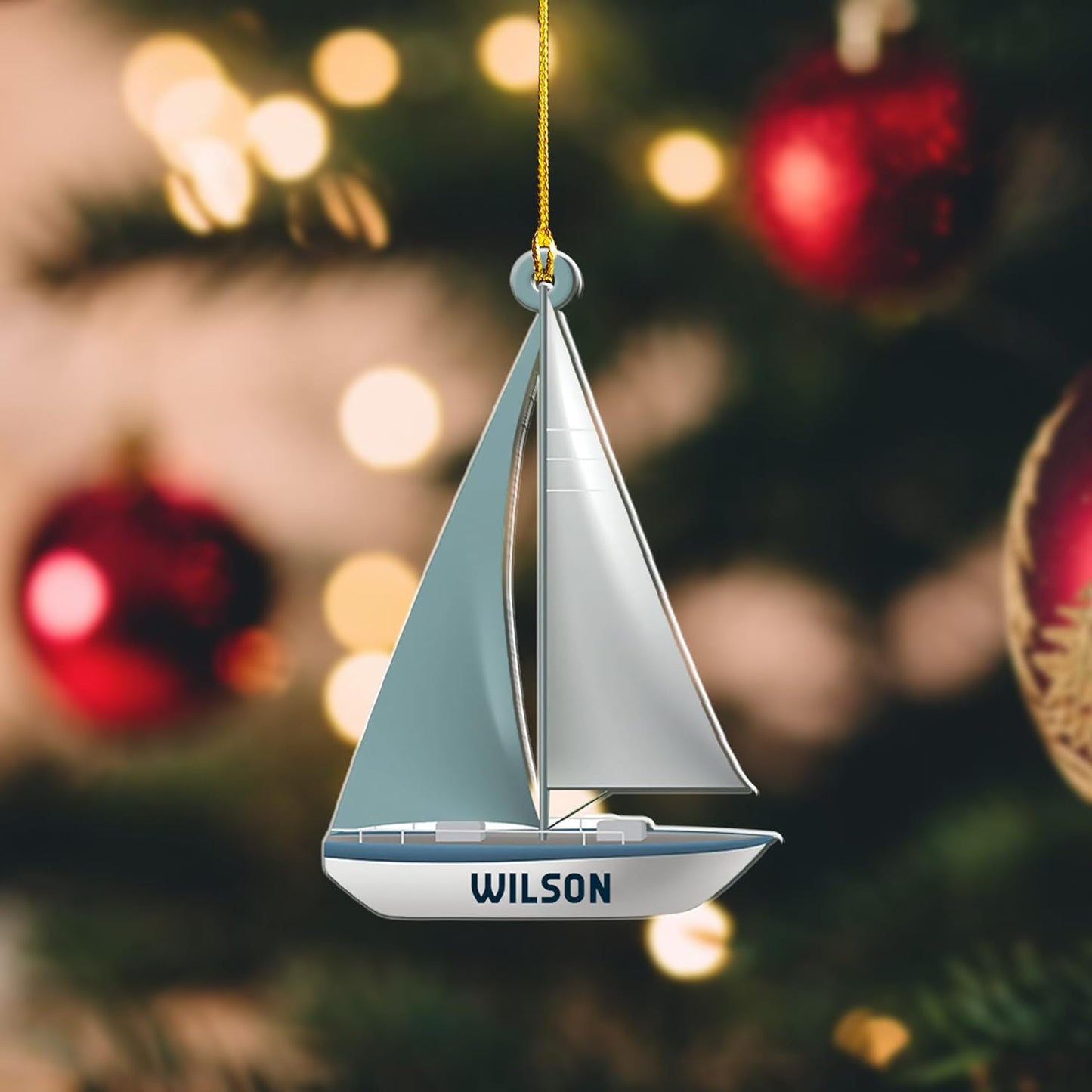 Personalized Sailboat Christmas Ornament, Custom Name Sailing Sailboat Ornament ON0605