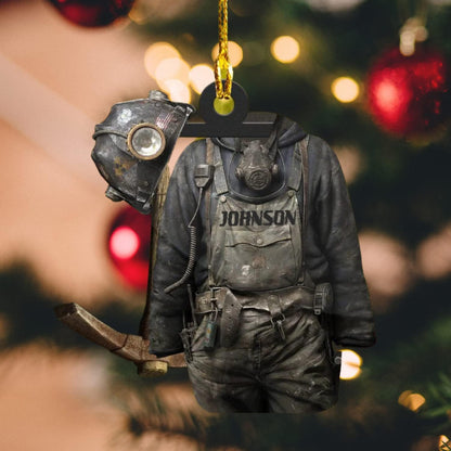 Personalized Coal Miner Uniform Christmas Ornament, Custom Name Coal Miner Xmas Ornament ON0682