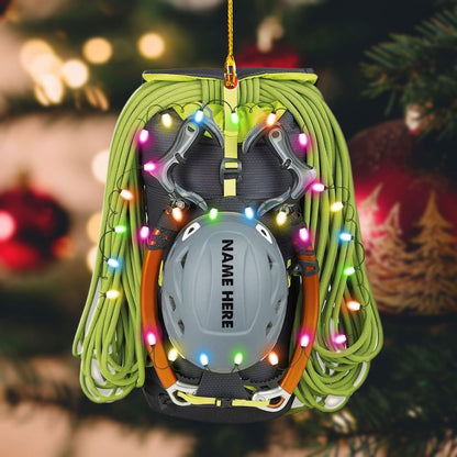 Personalized Mountain Climbing Bag Rock Climbing Light Christmas Ornament, Custom Rock Climber Ornament ON0847