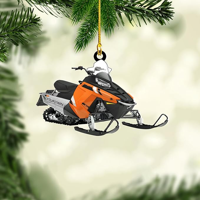 Personalized Snowmobile Acrylic Christmas Ornament, Custom Name Snowmobile Racing Lovers Ornament ON0458