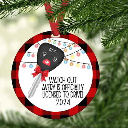 Personalized Watch Out Is Officially Licensed To Drive Ornament, Personalized New Driver Christmas Ornament 2024, New License New Driver Ornament ON0200