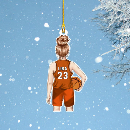 Personalized Basketball Player Female Ornament, Custom Basketball Christmas Ornament With Name Number ON1007