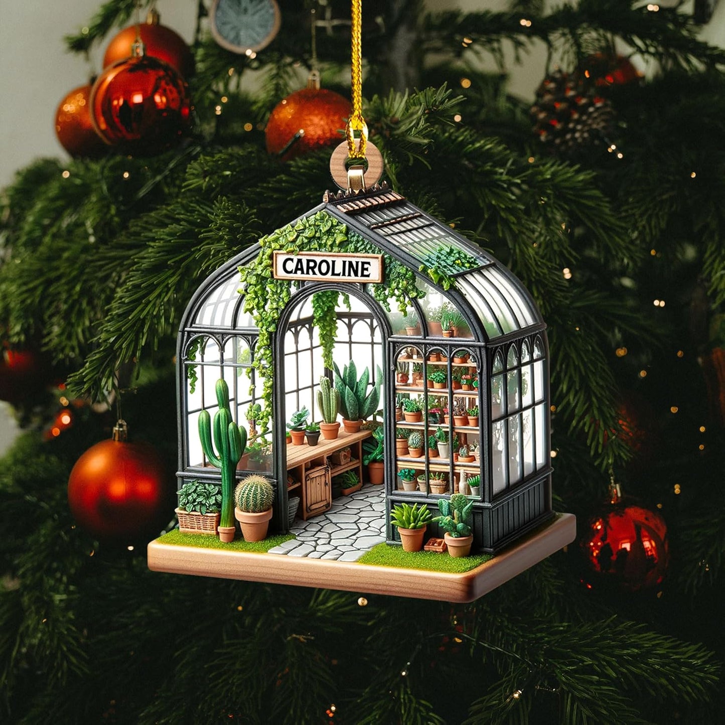 Personalized Garden House Christmas Ornament, Custom Name Gardener Garden Lover Ornament ON0686