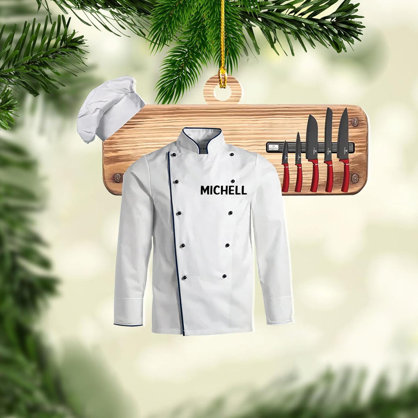 Personalized Chef Uniform Hat Ornament, Custom Chef Love Kitchen Christmas Ornament ON0610