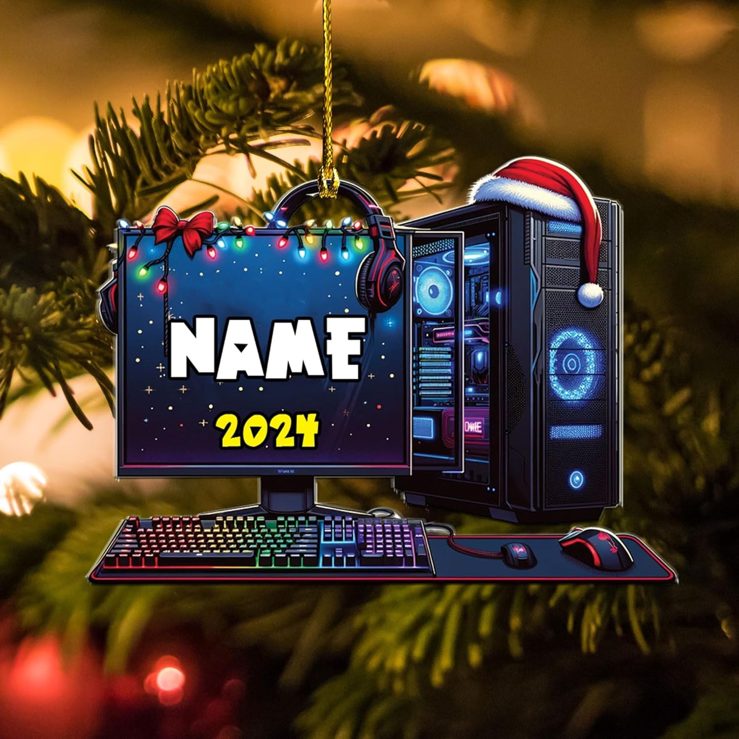 Personalized PC Computer Christmas Ornament 2024, Custom Name Game Player Ornament ON0677