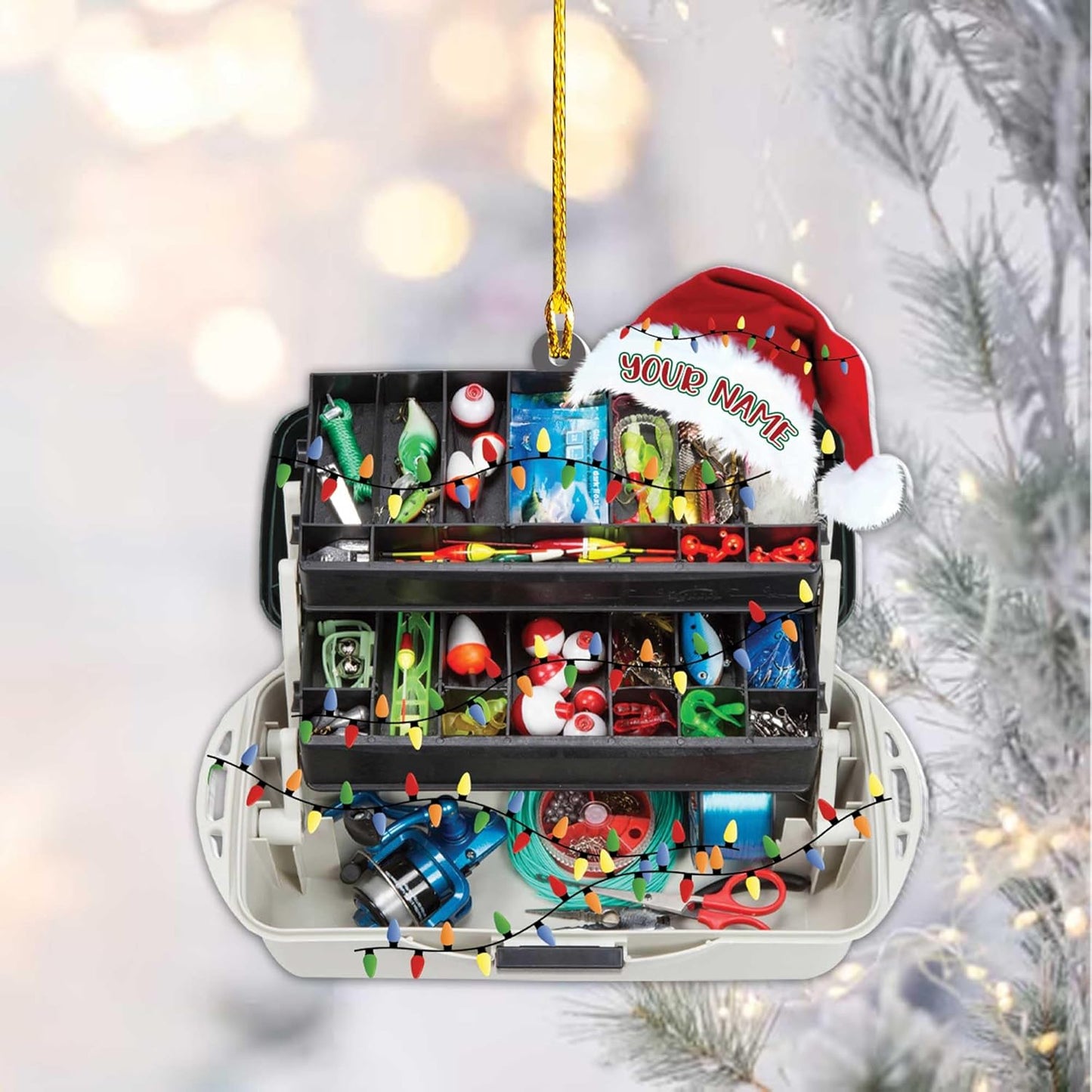 Personalized Fishing Tackle Box Christmas Ornament 2024, Custom Name Fishing Lover Fisherman Ornament ON0850