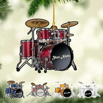 Personalized Drum Set Christmas Ornament 2024, Custom Drummer Playing Ornament ON0614