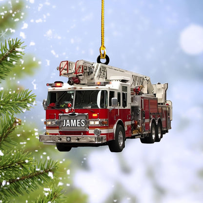 Personalized Fire Truck Firefighter Christmas Ornament, Custom Firefighter Xmas Ornament ON0622