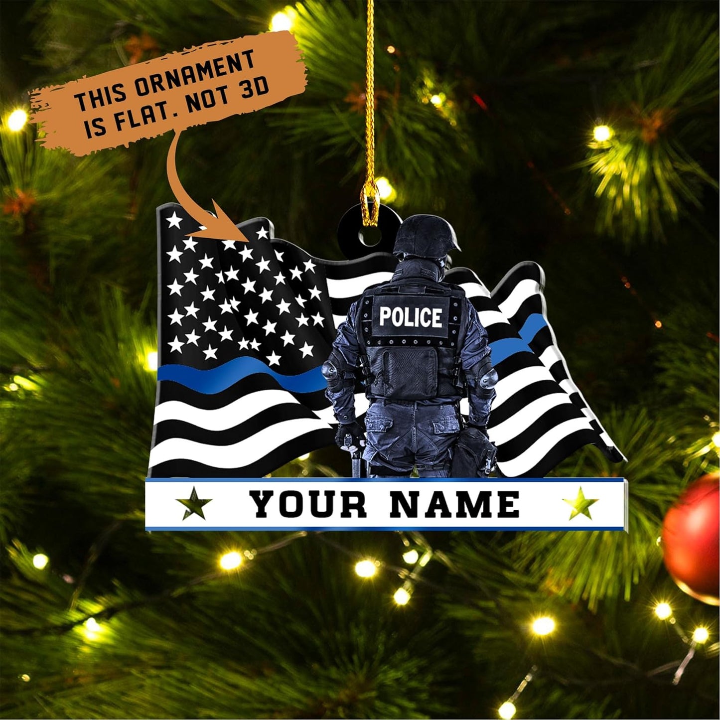 Personalized Police Officer Christmas Ornaments, Custom Name Police Ornament ON0673