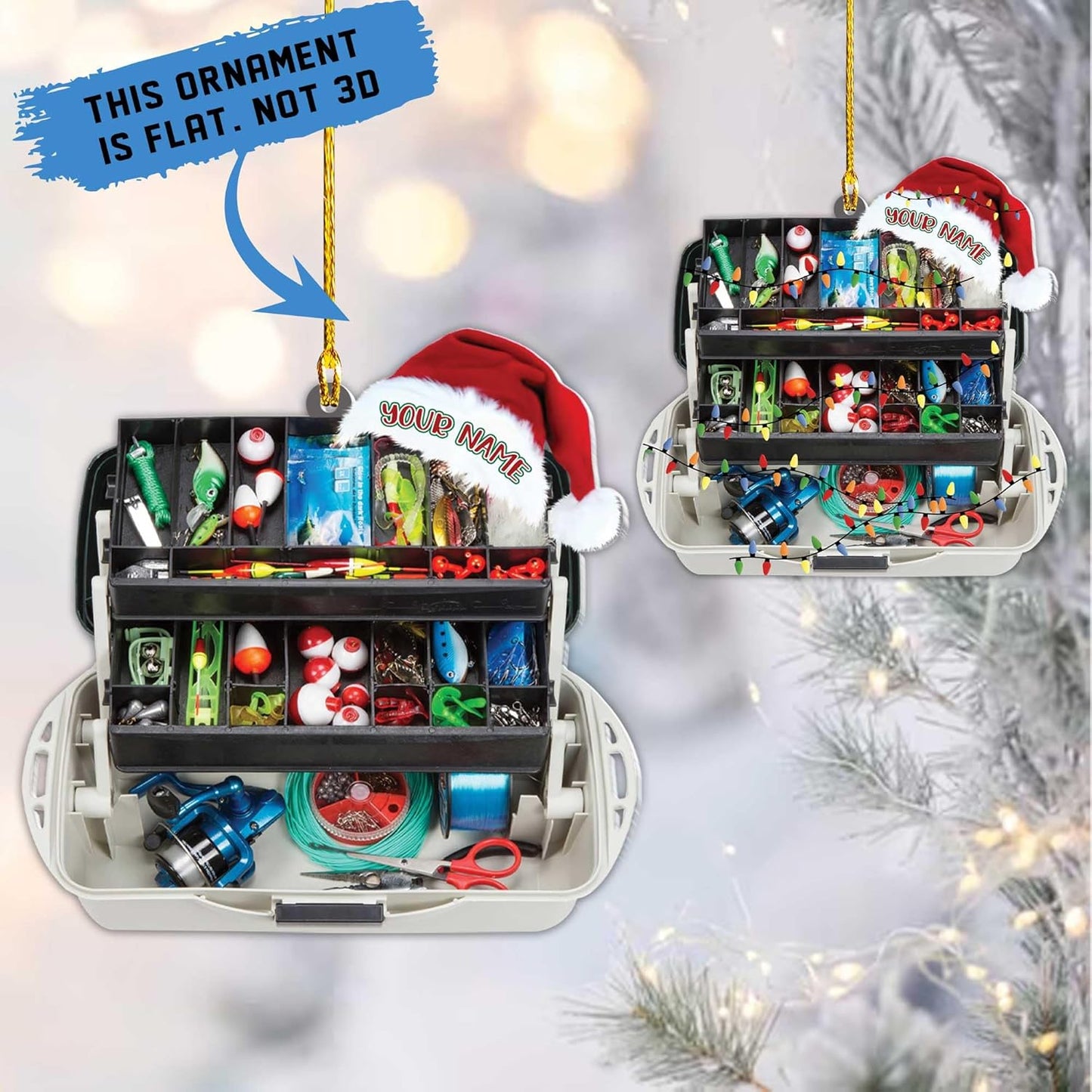 Personalized Fishing Tackle Box Christmas Ornament 2024, Custom Name Fishing Lover Fisherman Ornament ON0850